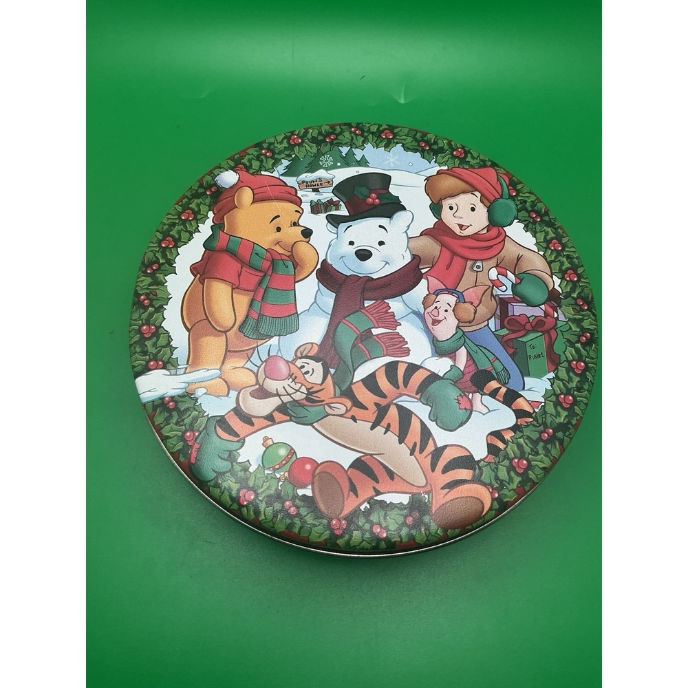 Disney, Pooh's‎ Hunny Pots, 6.5" Snowman Holiday Tin, Tigger, Piglet